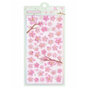 3D Cherry Blossom Epoxy Stickers Self Adhesive Glossy Raised Stickers for Notebooks Phone Cases Laptops and DIY Crafts 20 × 9.5 cm (SZ506-01)